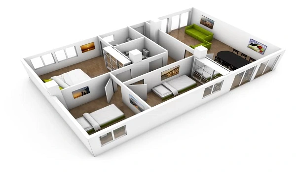 BNW Aqua Maya 3 BHK Apartment Floor Plan