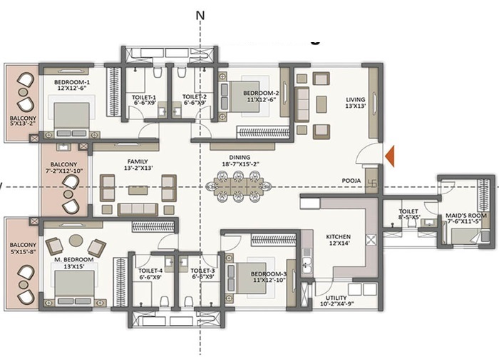 BNW Aqua Maya 4 BHK Floor Plan